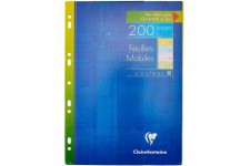 Clairefontaine 17511C - Un etui carton 200 pages Feuillets mobiles perfores 21x29,7cm 90g grands carreaux couleurs assorties (50