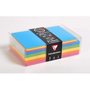 Clairefontaine 20811C - Correspondance Pollen - Coffret 40 Enveloppes 9x14cm + 40 Cartes Simples 8,2x12,8cm - Theme Ete - 5 Colo