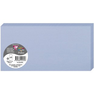 Clairefontaine 22539C - Paquet de 25 Cartes Doubles - Format DL (10,6x21,3cm) - 210g/m² - Coloris Bleu Lavande - Carton d'Invita