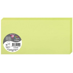 Clairefontaine 22540C - Paquet de 25 Cartes Doubles - Format DL (10,6x21,3cm) - 210g/m² - Coloris Vert Bourgeon - Carton d'Invit