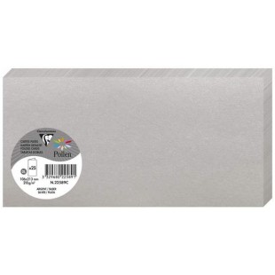 Clairefontaine 22589C - Un paquet de 25 cartes pliees Pollen 10,6x21,3 cm 210g, Argent