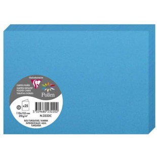 Clairefontaine 2322C - Paquet de 25 Cartes Doubles - Format C6 11x15,5cm - 210g/m² - Coloris Bleu Turquoise - Cartons d'Invitati