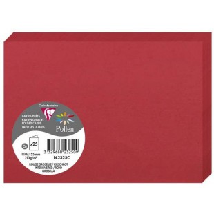 Clairefontaine 2325C - Paquet de 25 Cartes Doubles - Format C6 11x15,5cm - 210g/m² - Coloris Rouge Groseille - Cartons d'Invitat