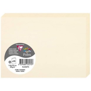 Clairefontaine 2327C - Paquet de 25 Cartes Doubles - Format C6 11x15,5cm - 210g/m² - Coloris Ivoire - Cartons d'Invitation Evene