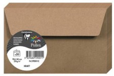 Clairefontaine 29001C - Un paquet de 20 enveloppes Pollen auto-adhesives 9x14 cm 120g, Kraft brun