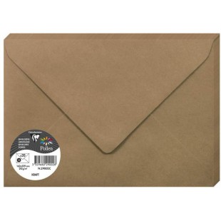 Clairefontaine 29002C - Un paquet de 20 enveloppes Pollen gommees 16,2x22,9 cm 120g, Kraft brun