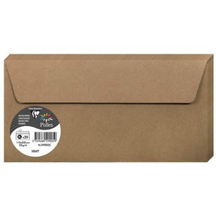 Clairefontaine 29005C - Un paquet de 20 enveloppes Pollen auto-adhesives 11x22 cm 120g, Kraft brun