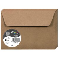 Clairefontaine 29006C - Un paquet de 20 enveloppes Pollen auto-adhesives 11,4x16,2 cm 120g, Kraft brun
