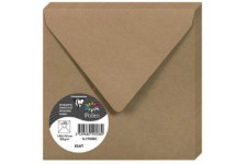 Clairefontaine 29008C - Un paquet de 20 enveloppes Pollen gommees 14x14 cm 120g, Kraft brun