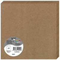 Clairefontaine 29022C - Un paquet de 25 cartes pliees Pollen 16x16 cm 210g, Kraft brun