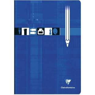 Clairefontaine 3160C - Un cahier pique de papier dessin uni blanc 32 pages 21x29,7 cm 125g, couverture carte pelliculee, Bleu kl