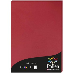 Clairefontaine 4212C - etui de 50 Feuilles - Format A4 (21x29,7cm) - 120g/m² - Coloris Rouge Groseille - Papier d'Invitation Eve