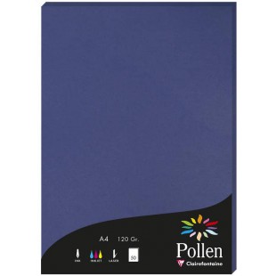 Clairefontaine 4284C - etui de 50 Feuilles - Format A4 (21x29,7cm) - 120g/m² - Coloris Bleu Nuit - Papier d'Invitation Evenement