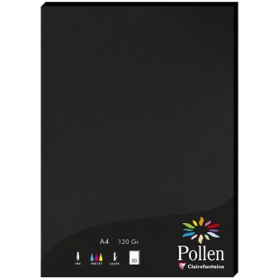 Clairefontaine 4298C - etui de 50 Feuilles - Format A4 (21x29,7cm) - 120g/m² - Coloris Noir - Papier d'Invitation Evenements et 