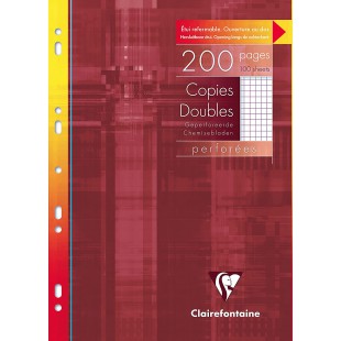 Clairefontaine 47122C - Un etui carton 200 pages Copies doubles perforees 21x29,7 cm 90g petits carreaux avec marge