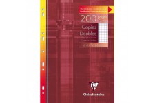 Clairefontaine 47122C - Un etui carton 200 pages Copies doubles perforees 21x29,7 cm 90g petits carreaux avec marge