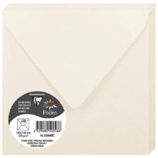 Clairefontaine 50048C - Paquet de 20 Enveloppes Gommees - Format Carre (14x14cm) - 120g/m² - Coloris Ivoire Irise - Invitation E