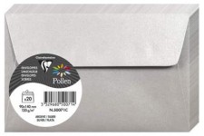 Clairefontaine 50071C - Paquet de 20 Enveloppes Auto-Adhesives - Format 9x14cm - 120g/m² - Coloris Argent - Invitation Evenement