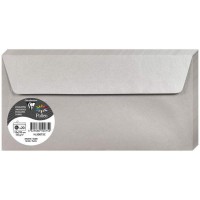 Clairefontaine 50075C - Paquet de 20 Enveloppes Auto-Adhesives - Format DL (11x22cm) - 120g/m² - Coloris Argent - Invitation Eve