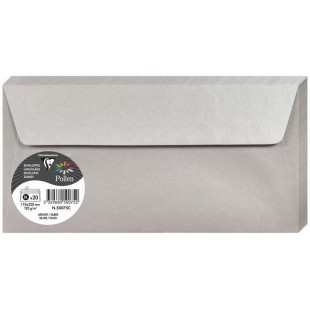 Clairefontaine 50075C - Paquet de 20 Enveloppes Auto-Adhesives - Format DL (11x22cm) - 120g/m² - Coloris Argent - Invitation Eve