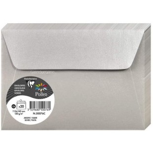 Clairefontaine 50076C - Paquet de 20 Enveloppes Auto-Adhesives - Format C6 (11,4x16,2cm) - 120g/m² - Coloris Argent - Invitation