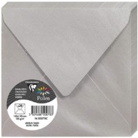 Clairefontaine 50078C - Paquet de 20 Enveloppes Gommees - Format Carre (14x14cm) - 120g/m² - Coloris Argent - Invitation Eveneme