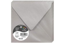 Clairefontaine 50078C - Paquet de 20 Enveloppes Gommees - Format Carre (14x14cm) - 120g/m² - Coloris Argent - Invitation Eveneme