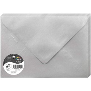 Clairefontaine 51190C - Paquet de 20 Enveloppes Gommees - Format C5 (16,2x22,9cm) - 120g/m² - Coloris Argent - Invitation Evenem