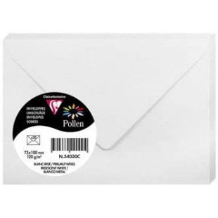 Clairefontaine 54030C - Paquet de 20 Enveloppes Gommees - Format 7,5x10cm - 120g/m² - Coloris Blanc Irise - Invitation Evenement