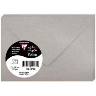 Clairefontaine 54070C - Paquet de 20 Enveloppes Gommees - Format 7,5x10cm - 120g/m² - Coloris Argent - Invitation Evenements et 