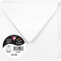 Clairefontaine 5428C - Paquet de 20 Enveloppes Gommees - Format Carre 14x14cm - 120g/m² - Coloris Blanc - Invitation Evenements 