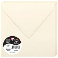 Clairefontaine 5443C - Paquet de 20 Enveloppes Gommees - Format Carre 16,5x16,5cm - 120g/m² - Coloris Ivoire - Invitation Evenem