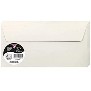 Clairerontaine - 1 Lot de 20 enveloppes Pollen 11x22cm, 120gr, Couleur Ivoire