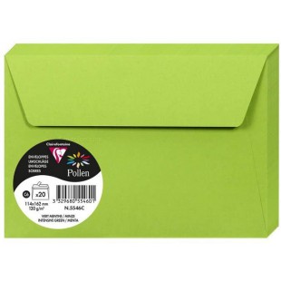Clairefontaine 5546C - Un Paquet de 20 Enveloppes Pollen - Format C6 (11,4x16,2cm) - 120g - Enveloppes Auto-Adhesive
