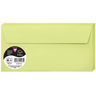 Clairefontaine 55475C - Paquet de 20 Enveloppes Auto-Adhesives - Format DL (11x22cm) - 120g/m² - Coloris Vert Bourgeon - Invitat