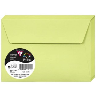 Clairefontaine 55476C - Paquet de 20 Enveloppes Auto-Adhesives - Format C6 11,4x16,2cm - 120g/m² - Coloris Vert Bourgeon - Invit