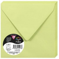 Clairefontaine 55478C - Paquet de 20 Enveloppes Gommees - Format Carre (14x14cm) - 120g/m² - Coloris Vert Bourgeon - Invitation 