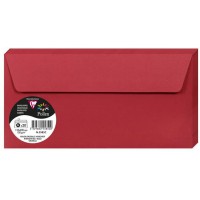 Clairefontaine 5585C - Paquet de 20 Enveloppes Auto-Adhesives - Format DL 11x22cm - 120g/m² - Coloris Rouge Groseille - Invitati