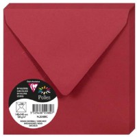 Clairefontaine 5588C - Paquet de 20 Enveloppes Gommees - Format Carre 14x14cm - 120g/m² - Coloris Rouge Groseille - Invitation E
