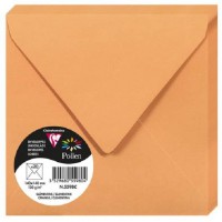 Clairefontaine 5598C - Paquet de 20 Enveloppes Gommees - Format Carre 14x14cm - 120g/m² - Coloris Clementine - Invitation Evenem