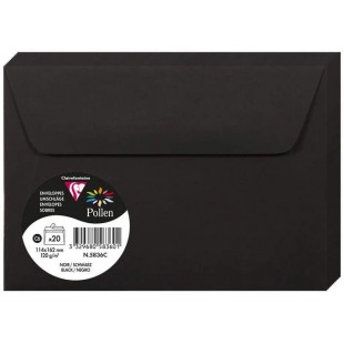 Clairefontaine 5836C - Paquet de 20 Enveloppes Auto-Adhesives - Format C6 11,4x16,2cm - 120g - Coloris Noir - Invita