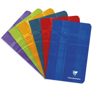 Clairefontaine 63602C - Un carnet pique 96 pages 11x17 cm 90g petits carreaux, couverture carte pelliculee couleur aleatoire