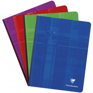 Lot de 5 : Clairefontaine 69741C Un Cahier Broche Dos Toile - 17x22 cm - 192 Pages Grands Carreaux - Papier Blanc 90 g - Couvert