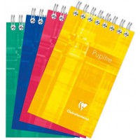 Lot de 10 : Clairefontaine 8552C - Un bloc pupitre a spirale en-tete 120 pages detachables 7,5x12,7 cm 90g petits carreaux, couv