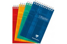 Lot de 5 : Clairefontaine 8642C - Un bloc Pupitre a spirale en-tete 160 pages detachables 10,5x17 cm 90g petits carreaux, couver