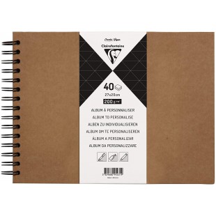 Clairefontaine 95431C - Album Spirale a  Personnaliser - 40 Feuilles de Papier Kraft epais 200g/m² - Format 27x20 cm - Couvertur