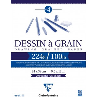 Clairefontaine 96027C Bloc Encolle Papier Dessin a Grain - 20 Feuilles Papier Dessin au Grain Marque - A3 29,7x42 cm