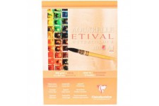 Lot de 5 : Clairefontaine 96305C Bloc Encolle Etival - 10 Feuilles Papier Aquarelle Blanc 100% Cellulose Grain Fin Qualite etude