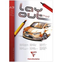 Clairefontaine 96534C Bloc Encolle Papier Layout - 70 Feuilles Papier Blanc Uni Extra Lisse A3 29,7x42 cm 75g - Papier ideal pou