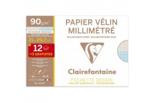 Clairefontaine 96555C - Une pochette Velin Millimetre 15 feuilles (12 + 3 gratuites) 21x29,7cm 90g